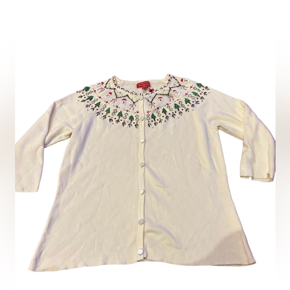 Vintage Northern Isles Christmas beaded embroidered Cardigan
